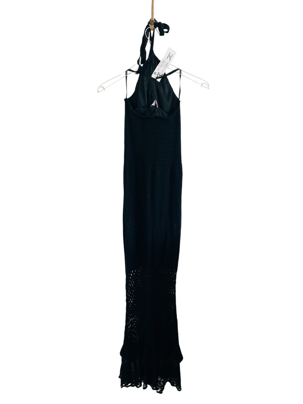Selfie Couture Black Halter Knit Crochet Maxi Dress
